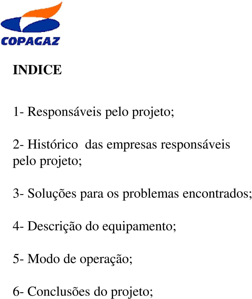 para os problemas encontrados; 4- Descrição do