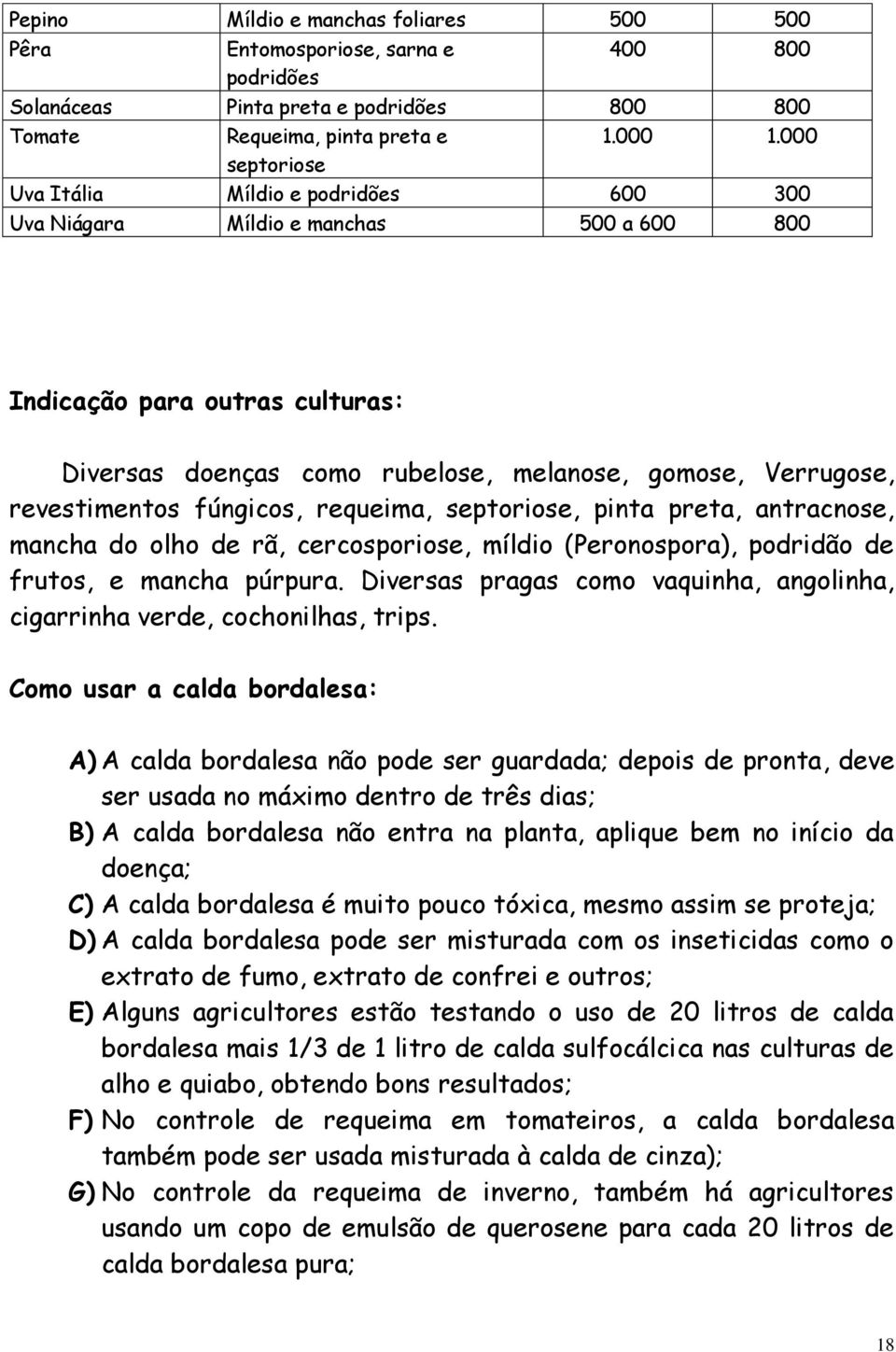 fúngicos, requeima, septoriose, pinta preta, antracnose, mancha do olho de rã, cercosporiose, míldio (Peronospora), podridão de frutos, e mancha púrpura.