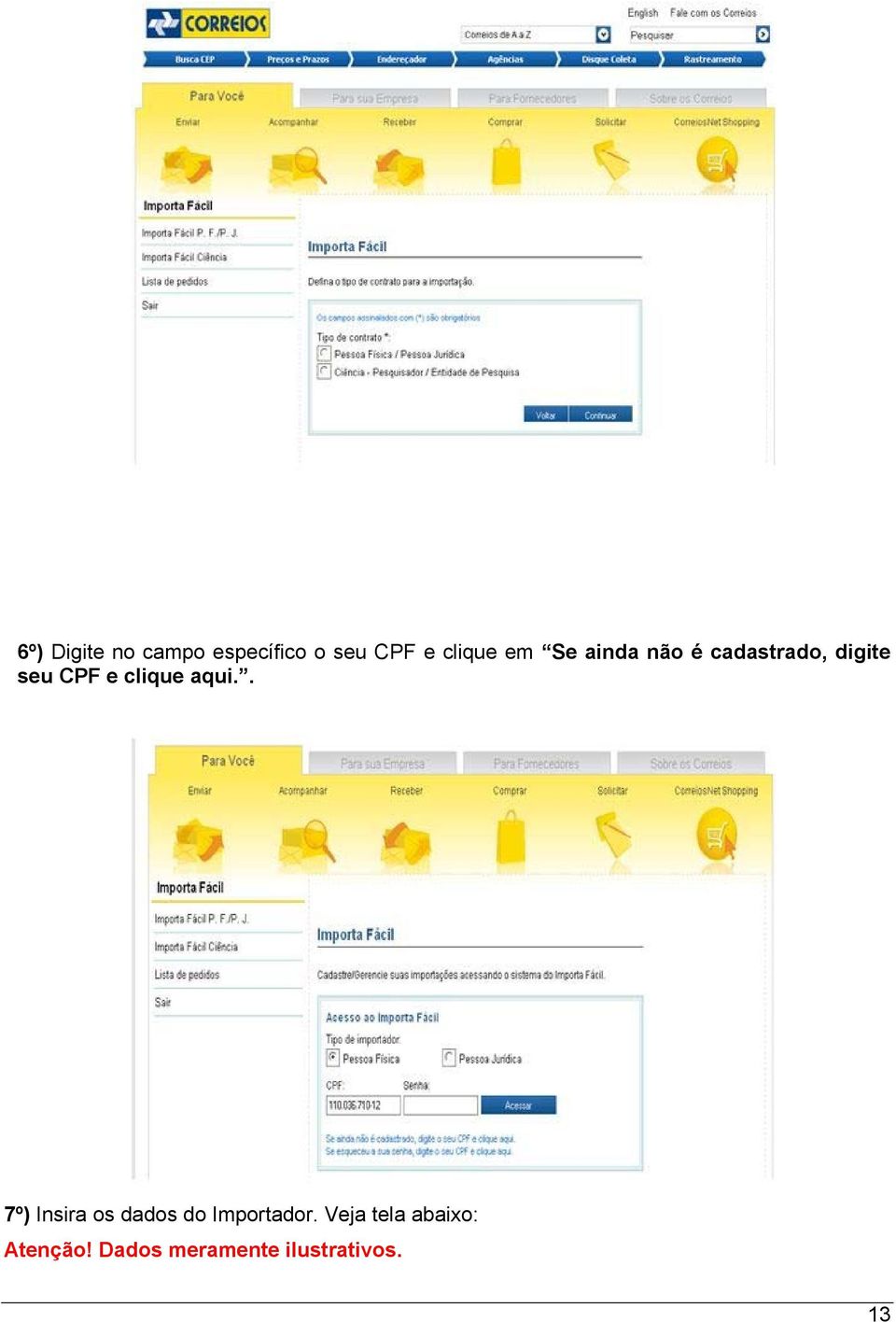clique aqui.. 7º) Insira os dados do Importador.