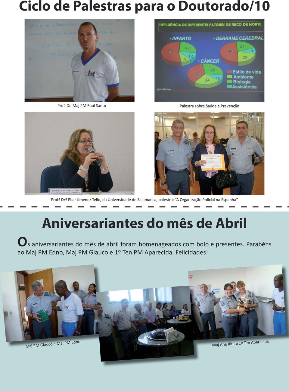 palestra: A Organização Policial na Espanha Aniversariantes do mês de Abril Os aniversariantes do mês de abril