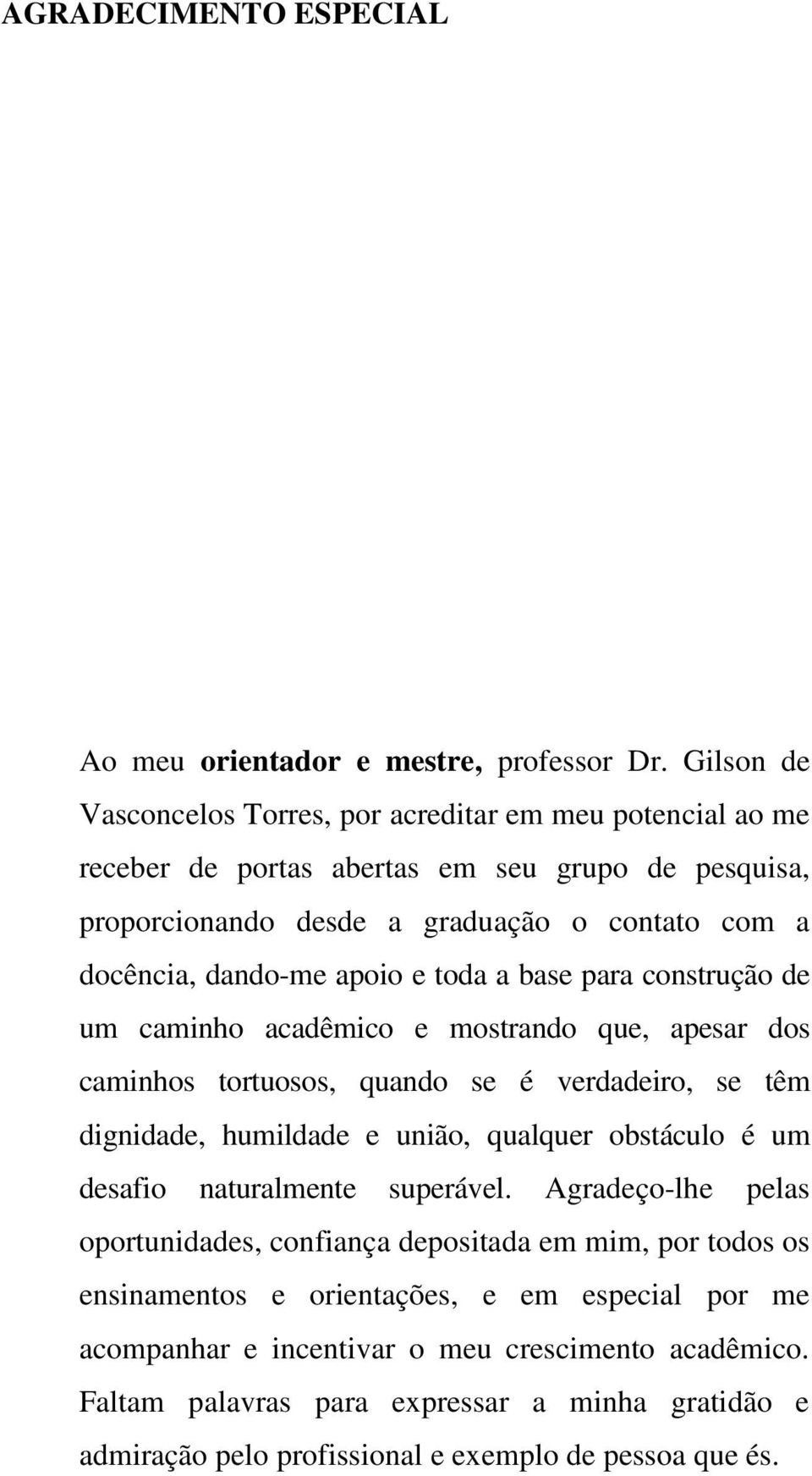 apoio e toda a base para construção de um caminho acadêmico e mostrando que, apesar dos caminhos tortuosos, quando se é verdadeiro, se têm dignidade, humildade e união, qualquer obstáculo é