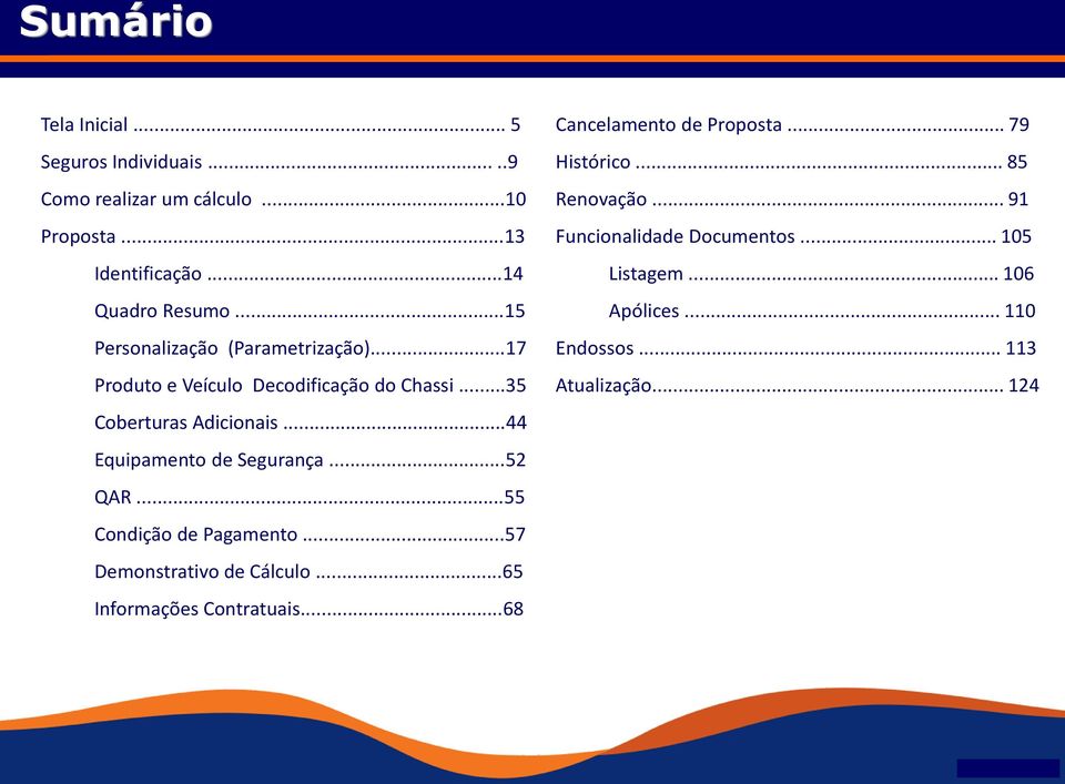 ..44 Equipamento de Segurança...52 QAR...55 Condição de Pagamento...57 Demonstrativo de Cálculo...65 Informações Contratuais.