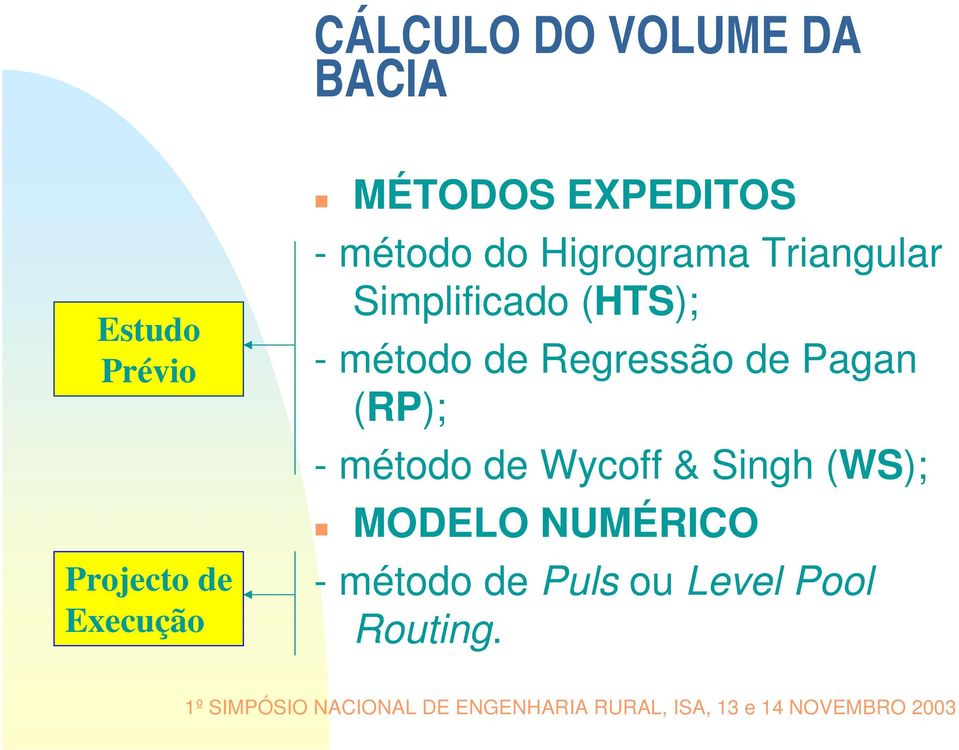 Simplificado (HTS); - método de Regressão de Pagan (RP); -