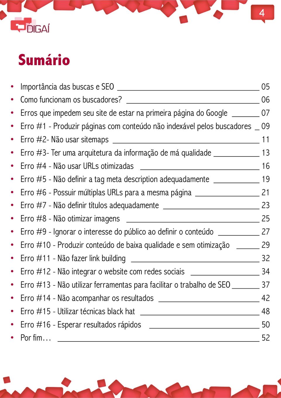 informação de má qualidade Erro #4 - Não usar URLs otimizadas Erro #5 - Não definir a tag meta description adequadamente Erro #6 - Possuir múltiplas URLs para a mesma página 21 Erro #7 - Não definir