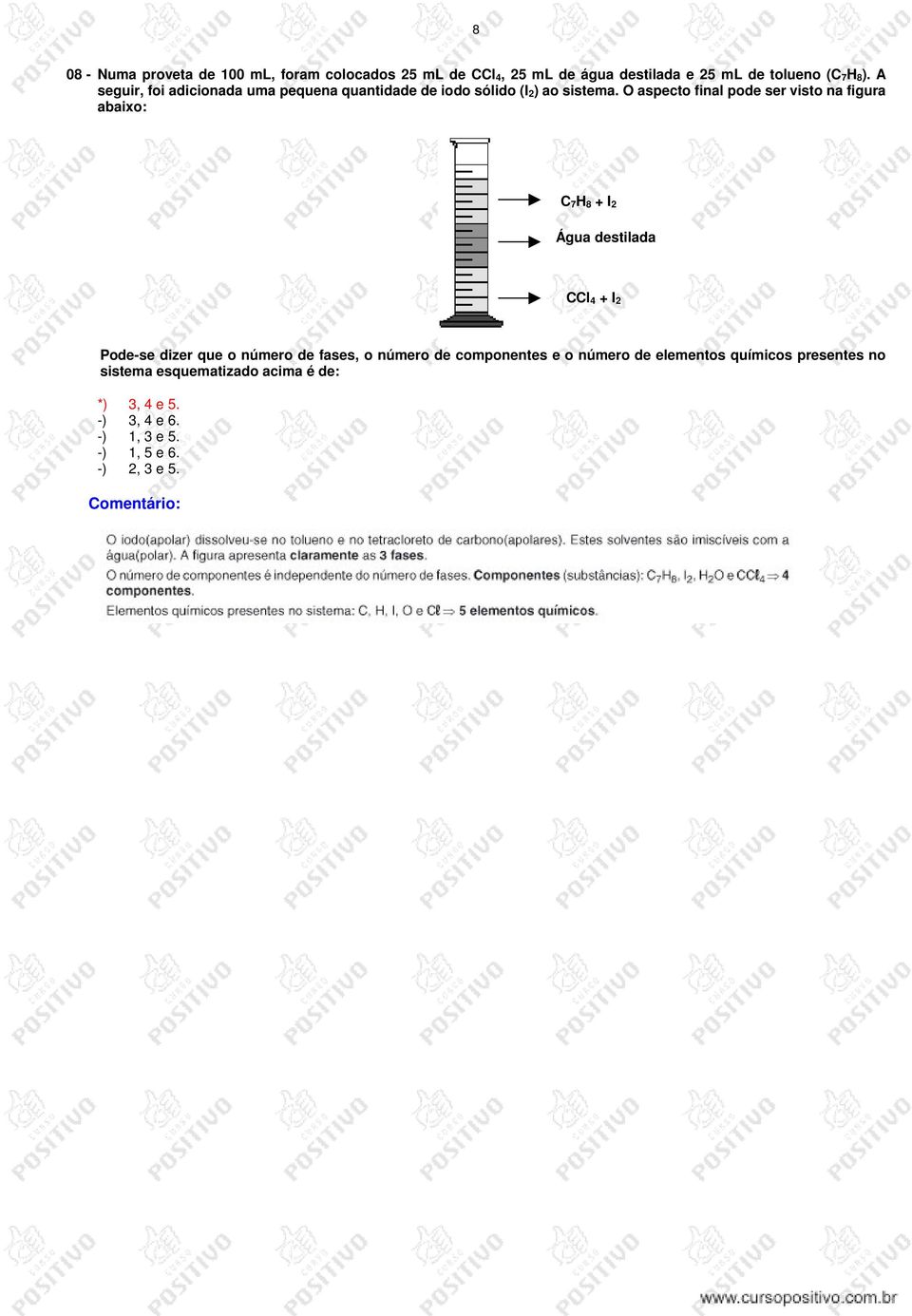 O aspecto final pode ser visto na figura abaixo: C 7H 8 + I 2 Água destilada CCl 4 + I 2 Pode-se dizer que o número de