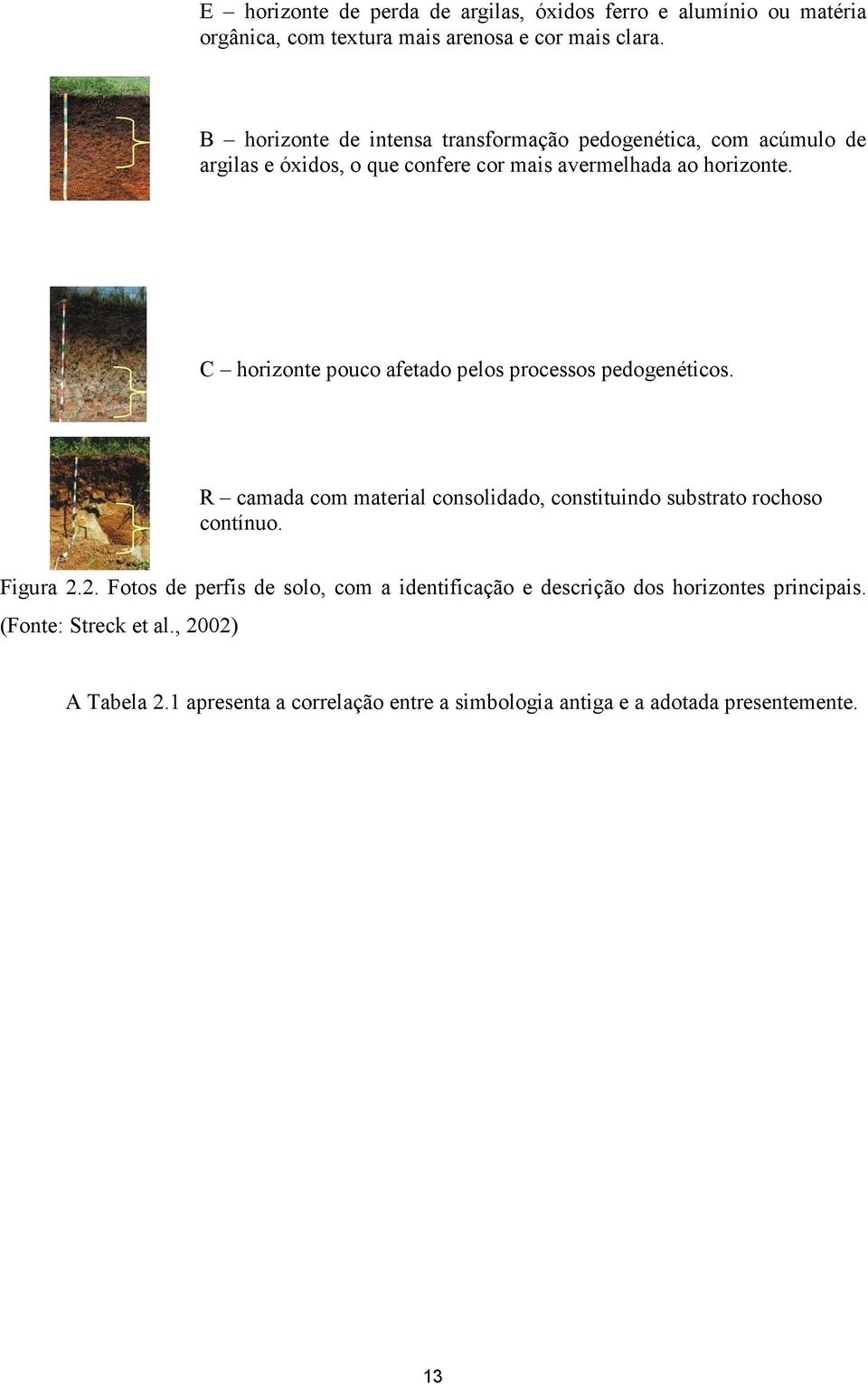 C horizonte pouco afetado pelos processos pedogenéticos. R camada com material consolidado, constituindo substrato rochoso contínuo. Figura 2.