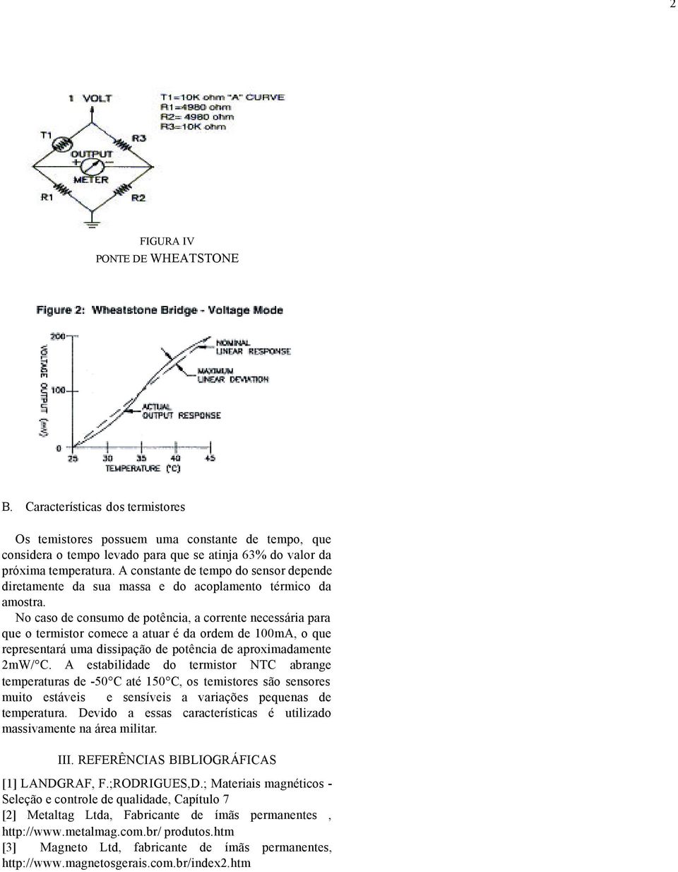 No caso de consumo de potência, a corrente necessária para que o termistor comece a atuar é da ordem de 100mA, o que representará uma dissipação de potência de aproximadamente 2mW/ C.