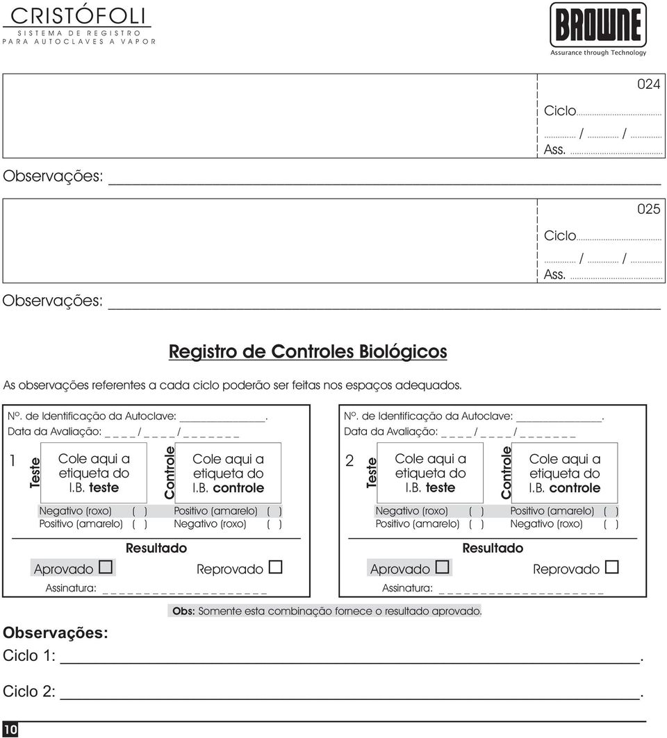 B. teste Controle I.B. controle 2 Teste I.B. teste Controle I.B. controle Resultado Aprovado Reprovado Assinatura: Resultado