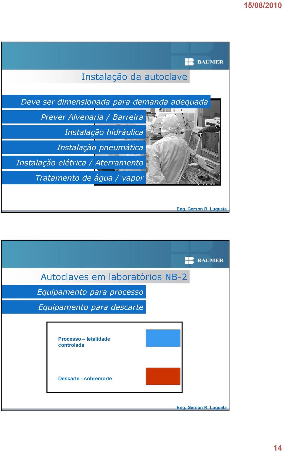 Aterramento Tratamento de água / vapor Autoclaves em laboratórios NB-2 Equipamento