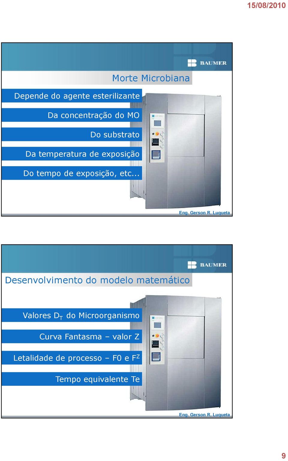 .. Desenvolvimento do modelo matemático Valores D T do Microorganismo