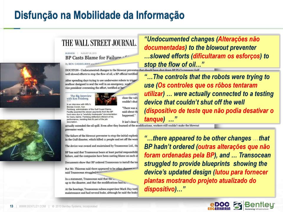 (dispositivo de teste que não podia desativar o tanque) there appeared to be other changes that BP hadn t ordered (outras alterações que não foram ordenadas pela BP), and Transocean