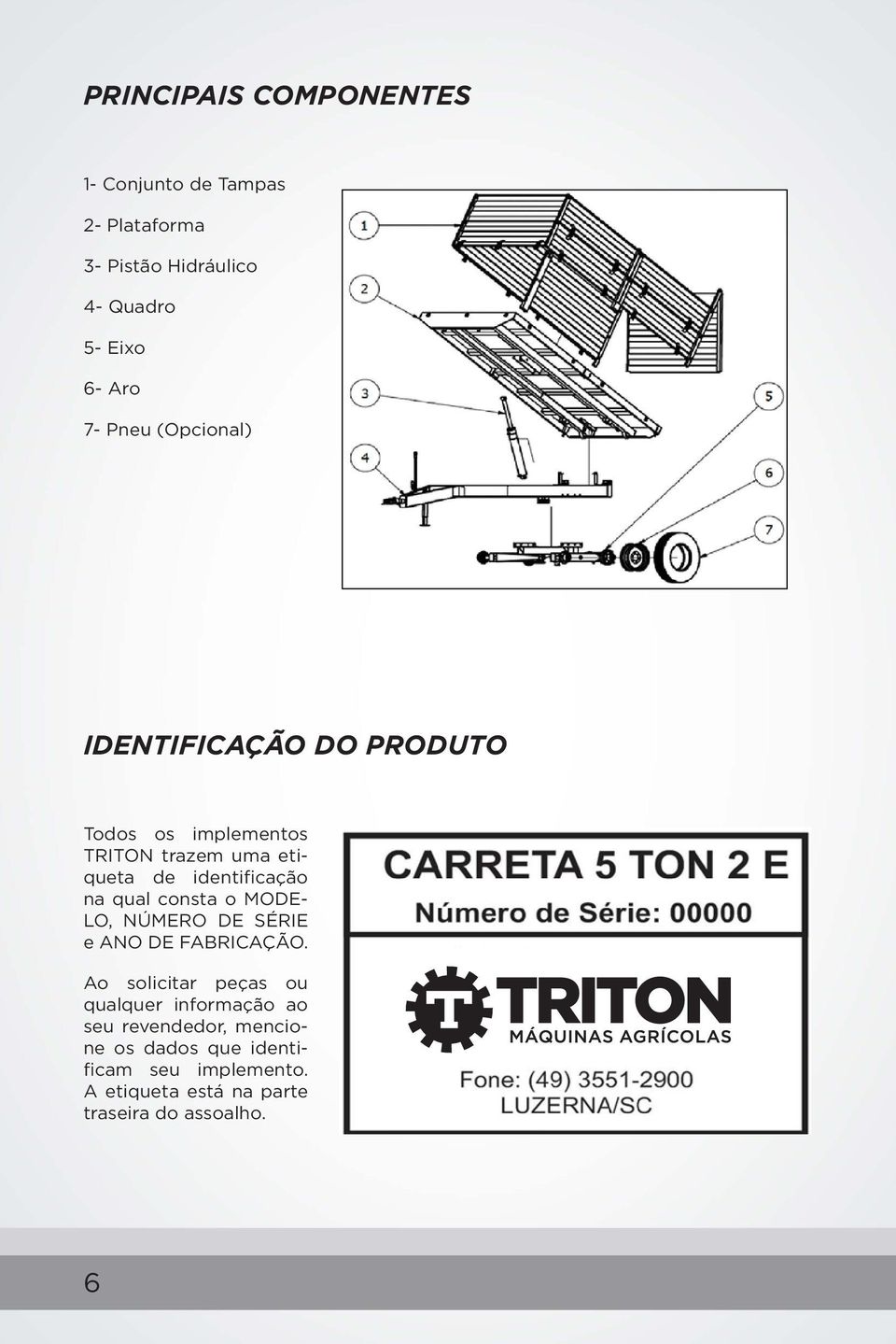 qual consta o MODE- LO, NÚMERO DE SÉRIE e ANO DE FABRICAÇÃO.