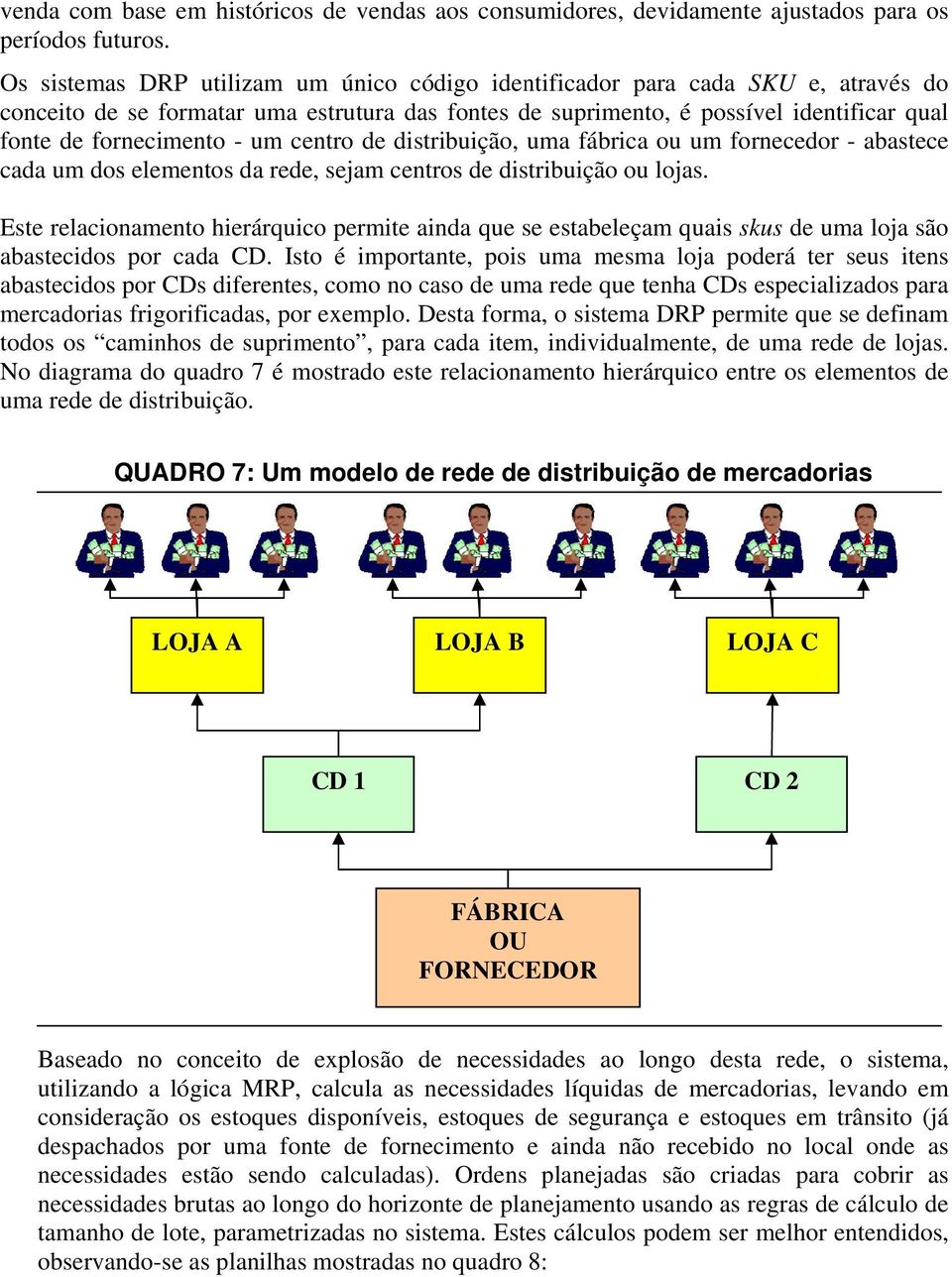 um centro de distribuição, uma fábrica ou um fornecedor - abastece cada um dos elementos da rede, sejam centros de distribuição ou lojas.