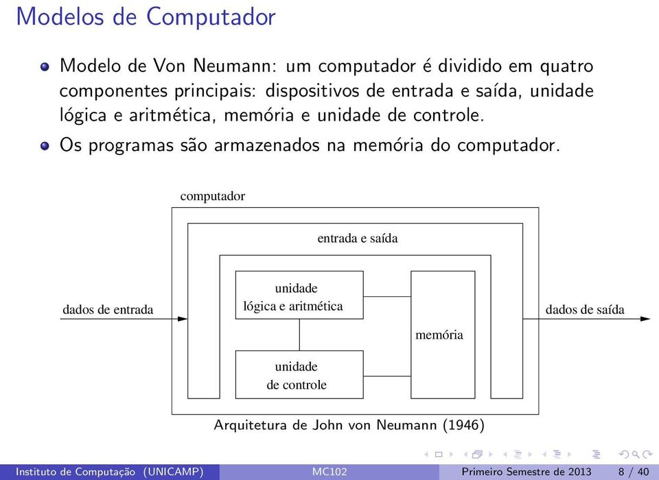 Os programas são armazenados na memória do computador.