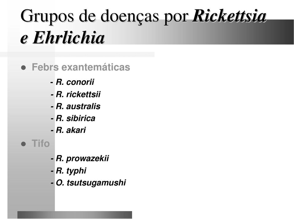 rickettsii - R. australis - R. sibirica - R.