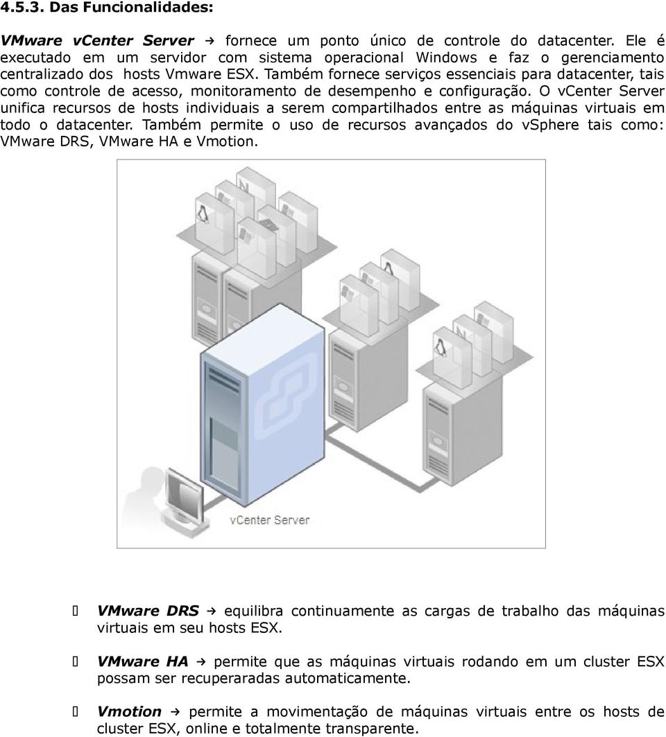 Também fornece serviços essenciais para datacenter, tais como controle de acesso, monitoramento de desempenho e configuração.