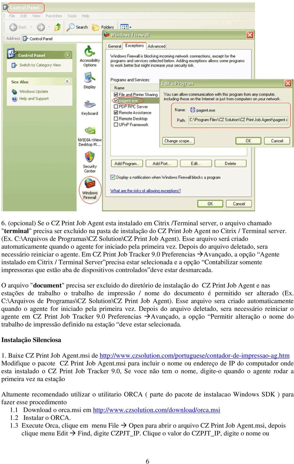 Depois do arquivo deletado, sera necessário reiniciar o agente. Em CZ Print Job Tracker 9.