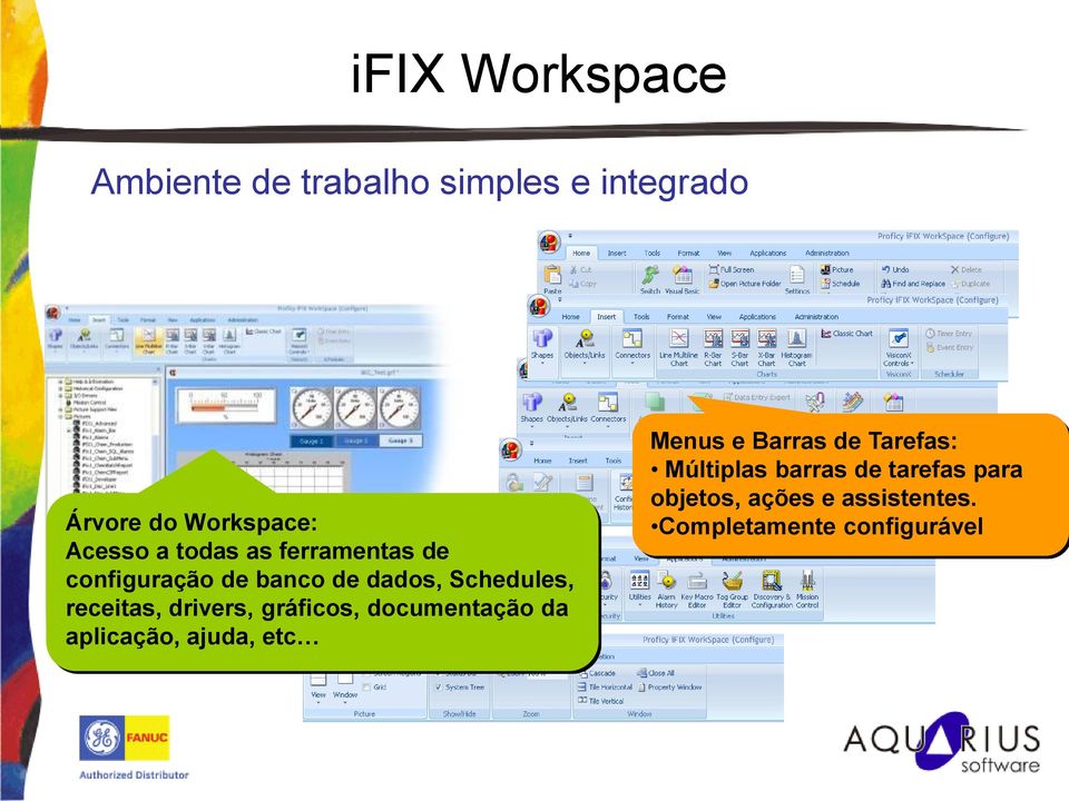 drivers, gráficos, documentação da aplicação, ajuda, etc Menus e Barras de Tarefas: