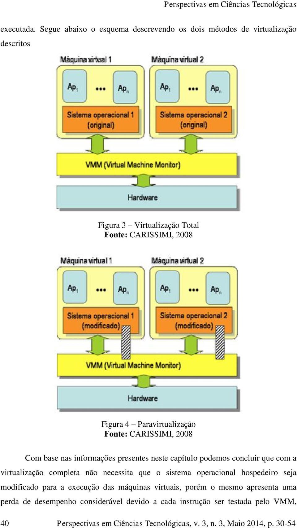 Paravirtualização Fonte: CARISSIMI, 2008 Com base nas informações presentes neste capítulo podemos concluir que com a virtualização completa não