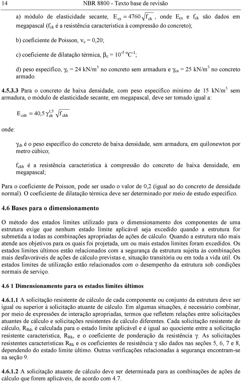 no concreto sem armadura e γ ca = 25 kn/m 3 