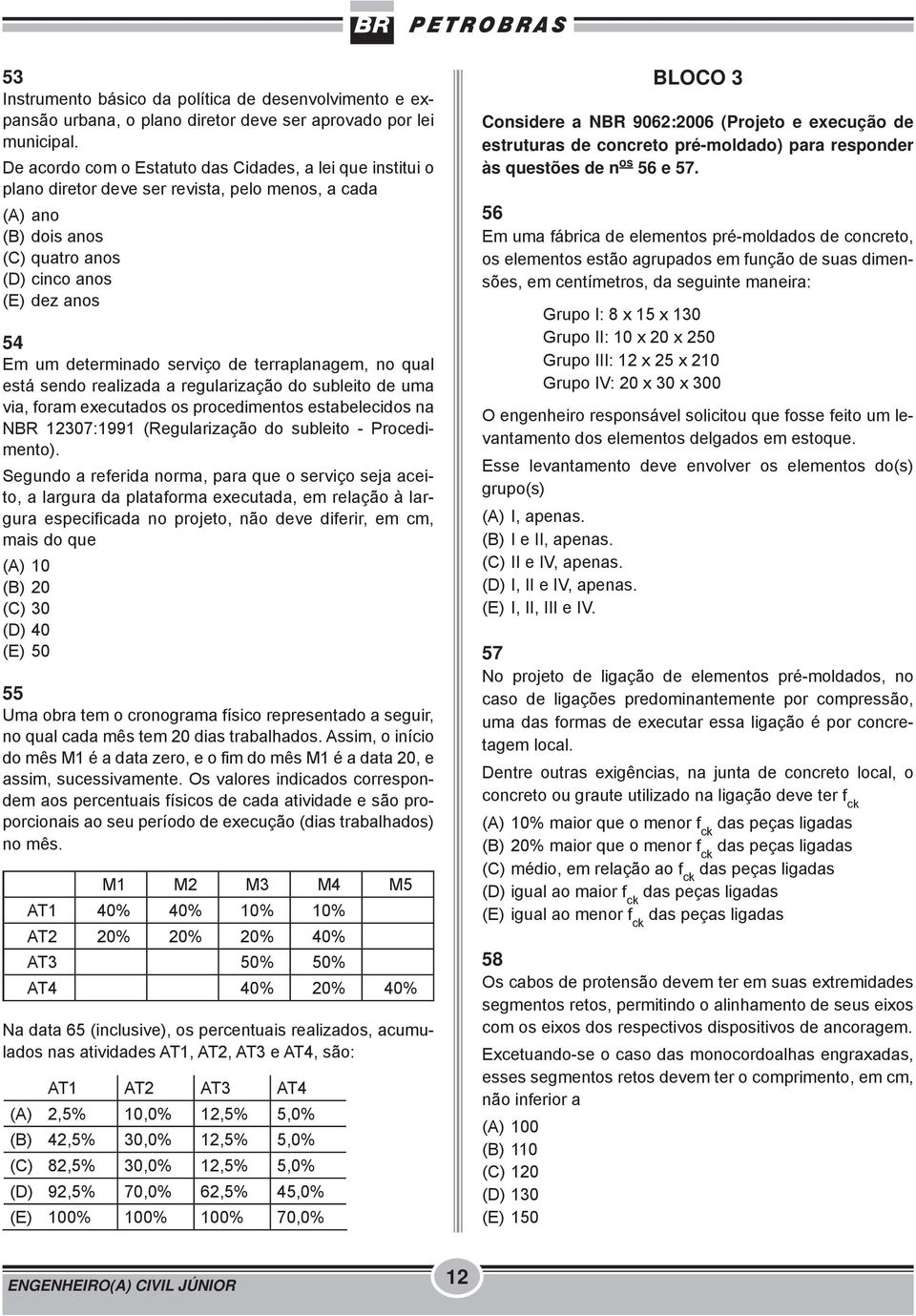 serviço de terraplanagem, no qual está sendo realizada a regularização do subleito de uma via, foram executados os procedimentos estabelecidos na NBR 12307:1991 (Regularização do subleito -