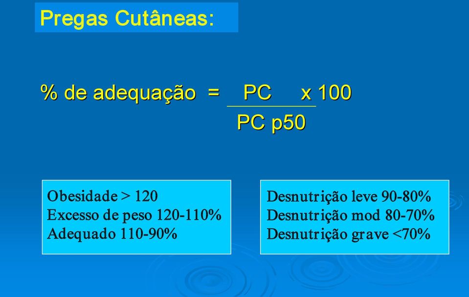 110% Adequado 110 90% Desnutrição leve 90