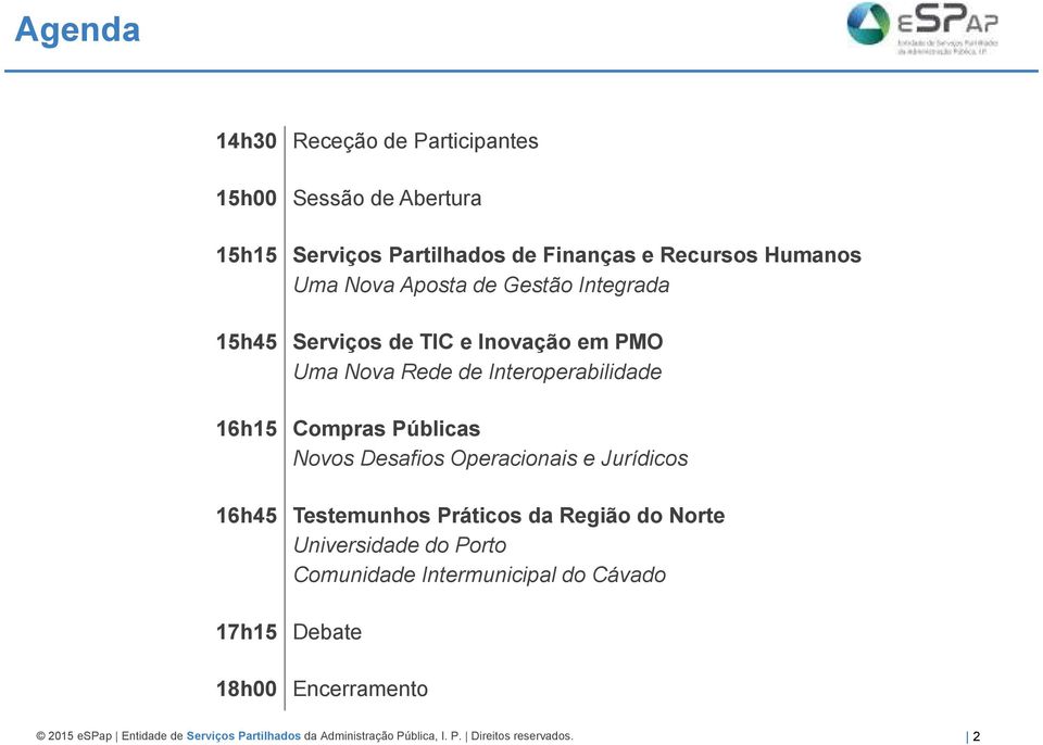 Desafios Operacionais e Jurídicos 16h45 Testemunhos Práticos da Região do Norte Universidade do Porto Comunidade Intermunicipal do