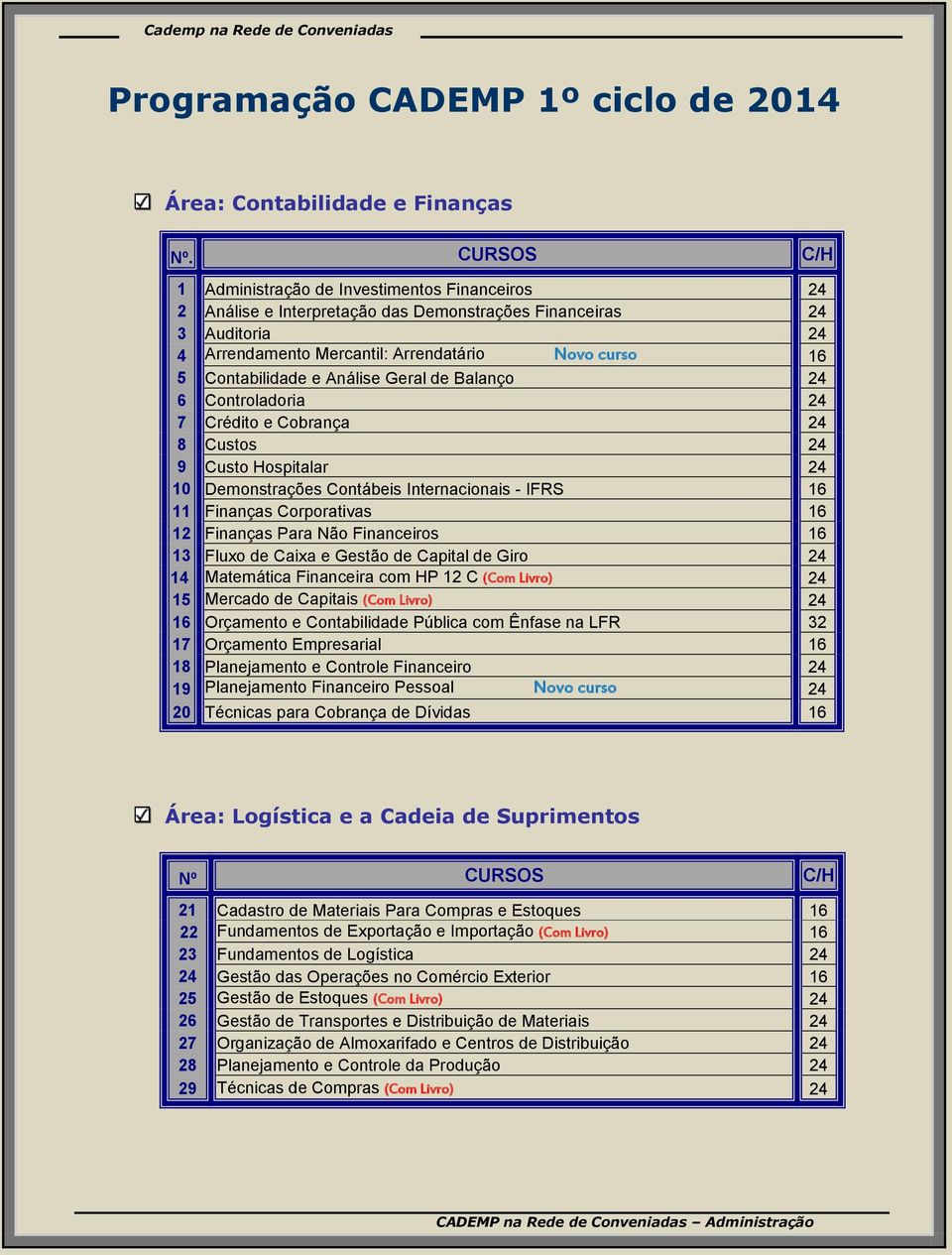 Contabilidade e Análise Geral de Balanço 24 6 Controladoria 24 7 Crédito e Cobrança 24 8 Custos 24 9 Custo Hospitalar 24 10 Demonstrações Contábeis Internacionais - IFRS 16 11 Finanças Corporativas