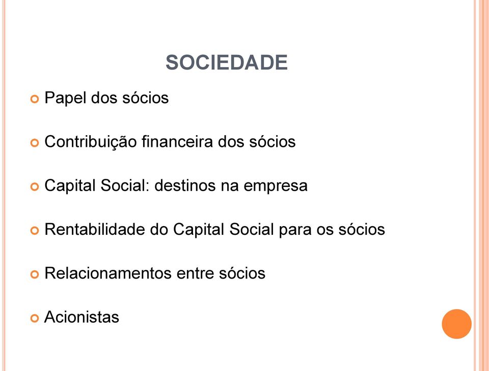 destinos na empresa Rentabilidade do Capital