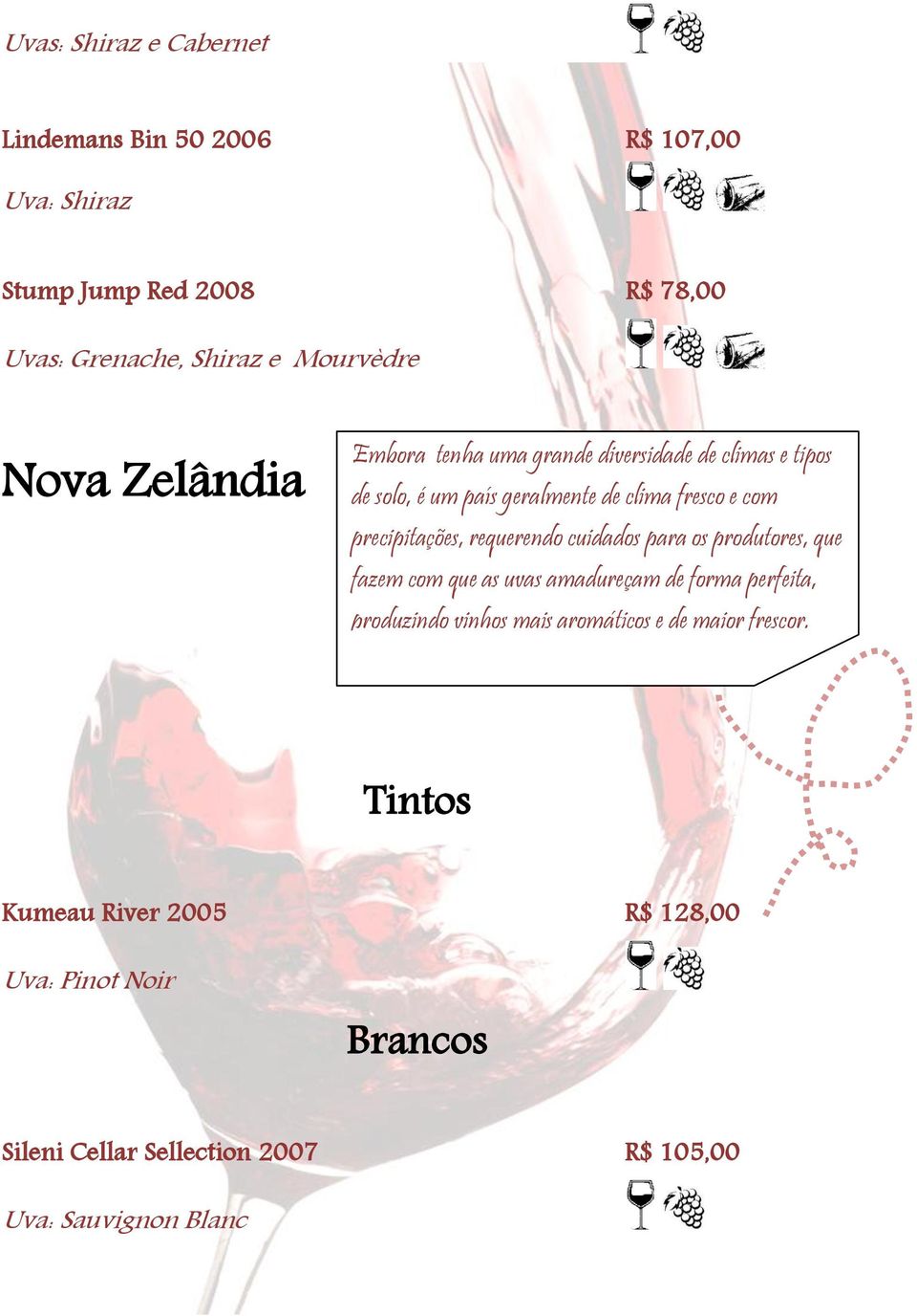 precipitações, requerendo cuidados para os produtores, que fazem com que as uvas amadureçam de forma perfeita, produzindo vinhos