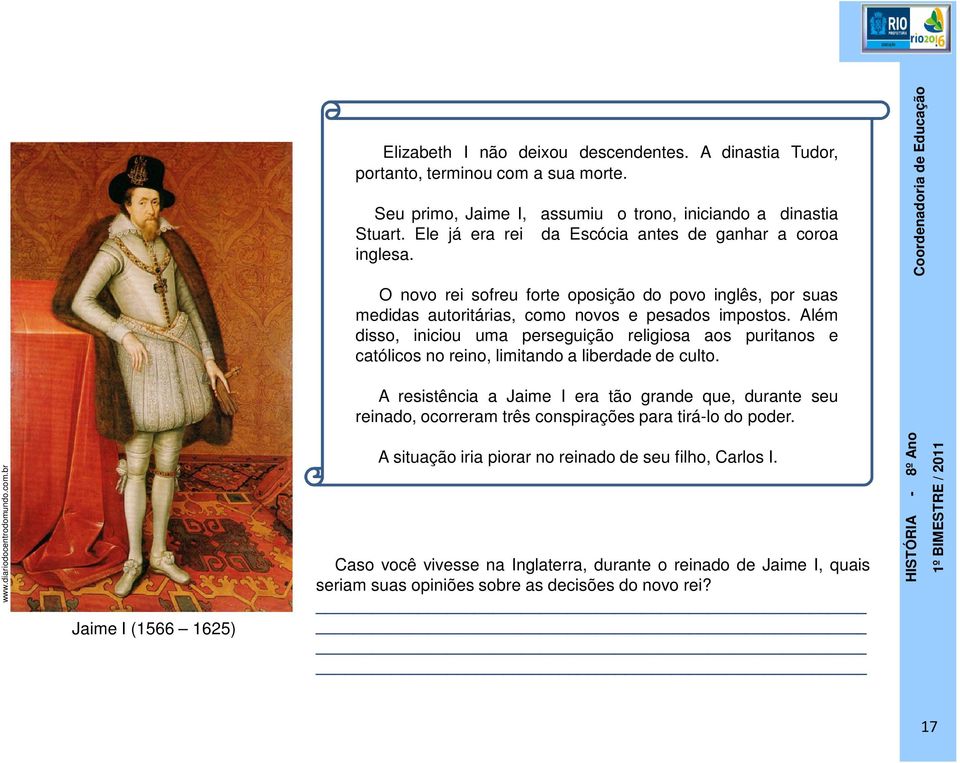 Além disso, iniciou uma perseguição religiosa aos puritanos e católicos no reino, limitando a liberdade de culto.