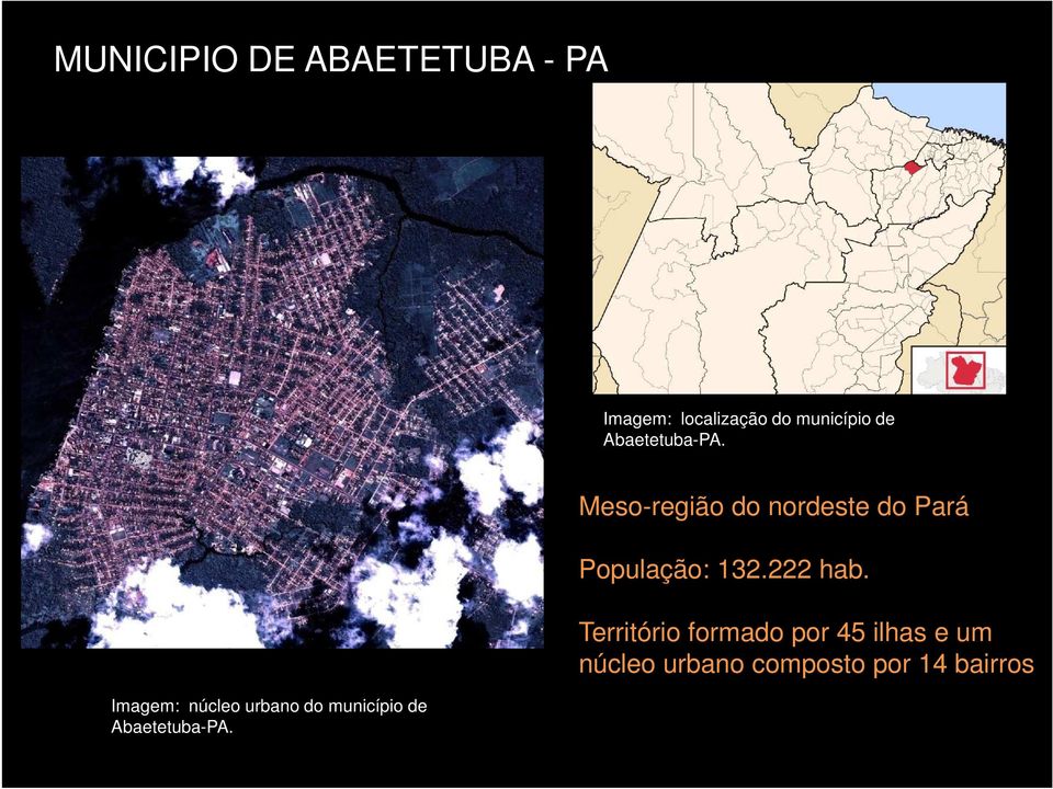 Imagem: núcleo urbano do município de  Meso-região do nordeste do