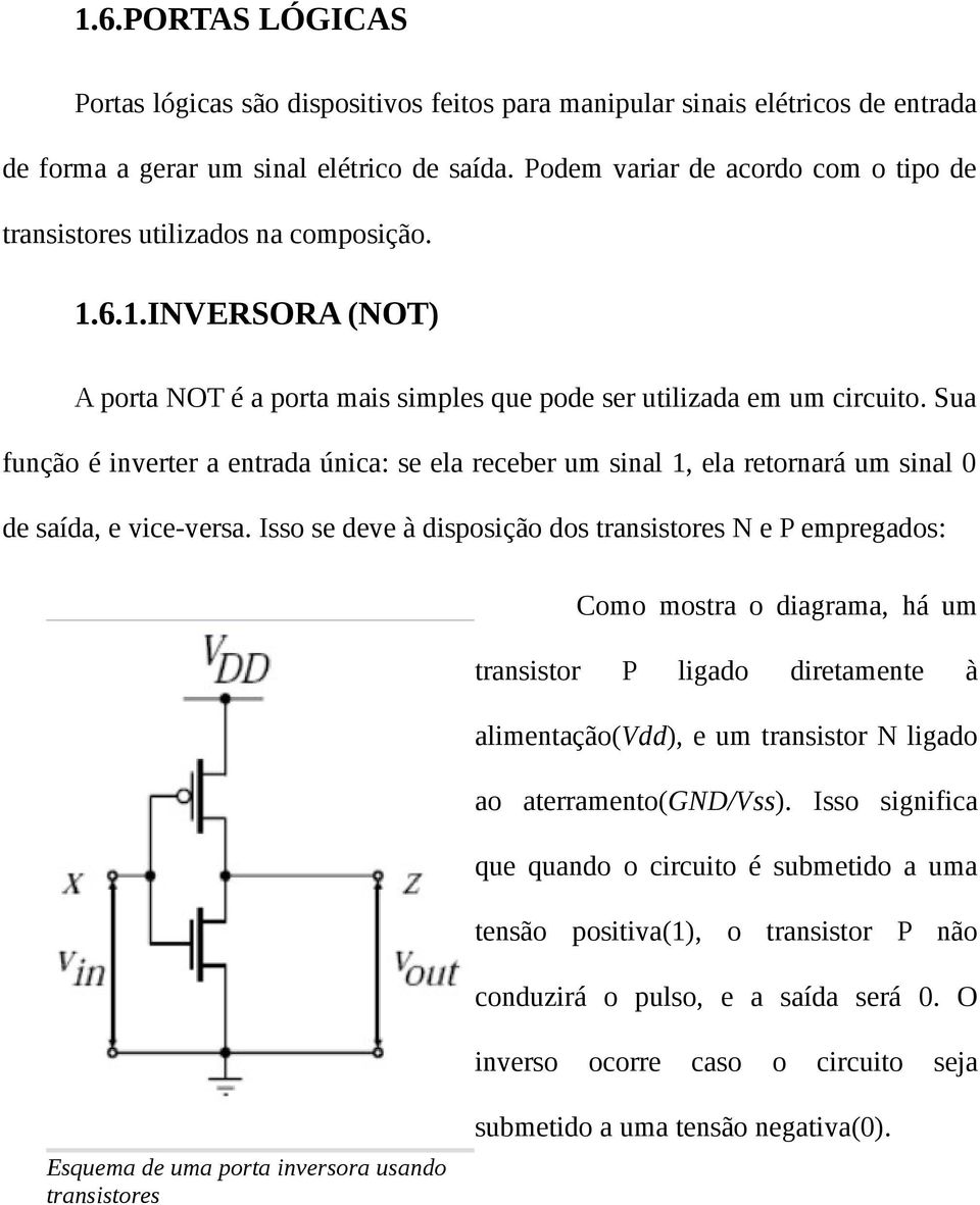 Sua função é inverter a entrada única: se ela receber um sinal 1, ela retornará um sinal 0 de saída, e vice-versa.