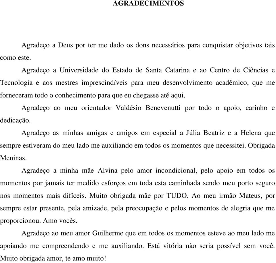 que eu chegasse até aqui. Agradeço ao meu orientador Valdésio Benevenutti por todo o apoio, carinho e dedicação.