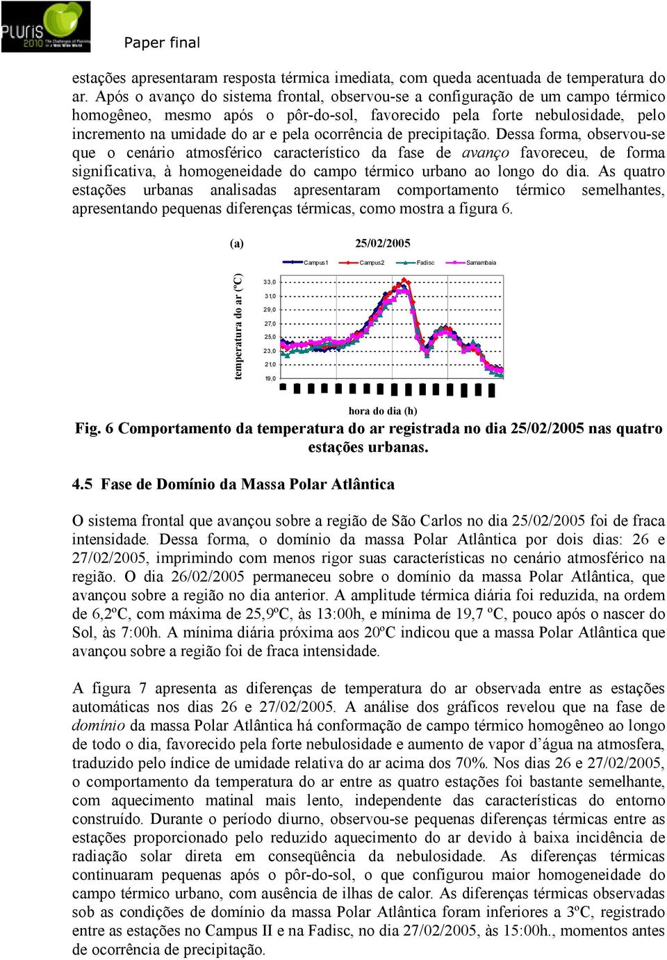 ocorrência de precipitação.