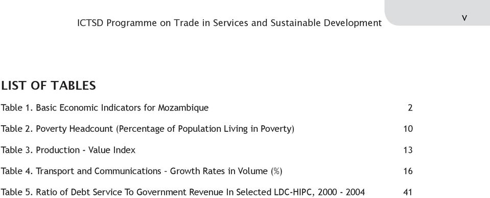 Poverty headcount (Percentage of Population living in poverty) 10 Table 3.