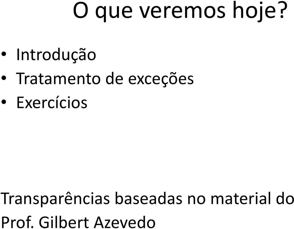 exceções Exercícios