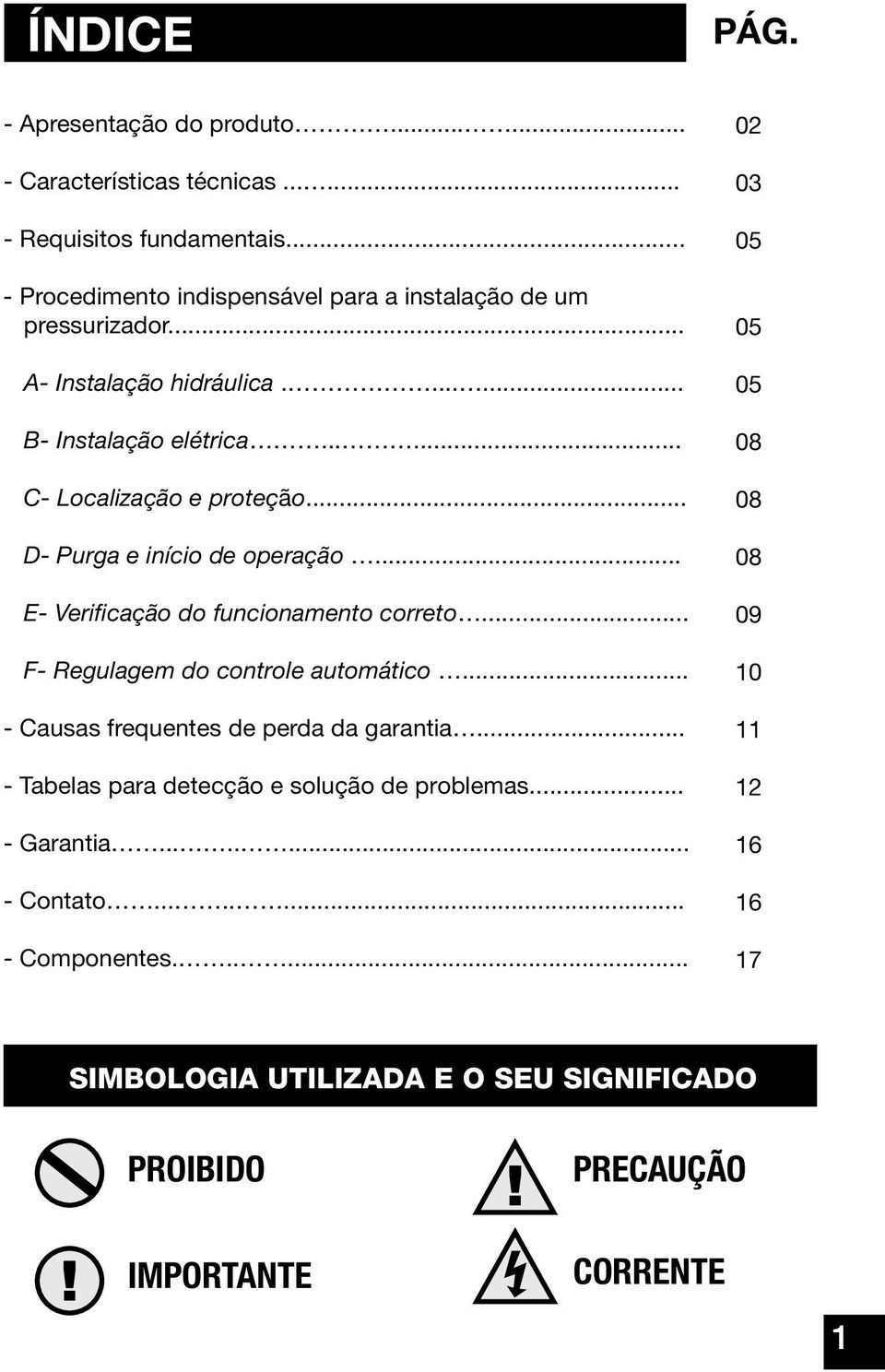 .. D- Purga e início de operação... E- Verificação do funcionamento correto... F- Regulagem do controle automático... - Causas frequentes de perda da garantia.