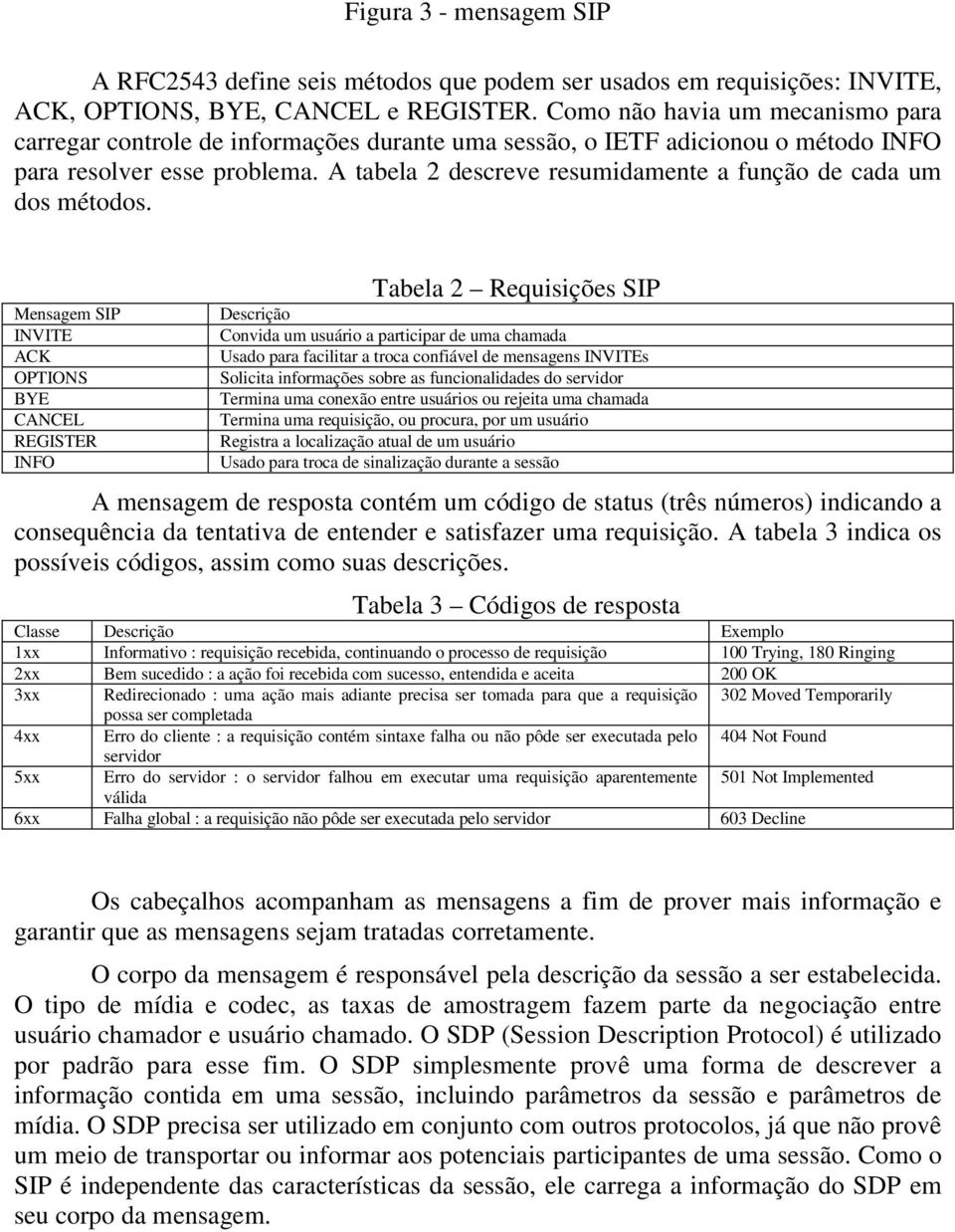 A tabela 2 descreve resumidamente a função de cada um dos métodos.