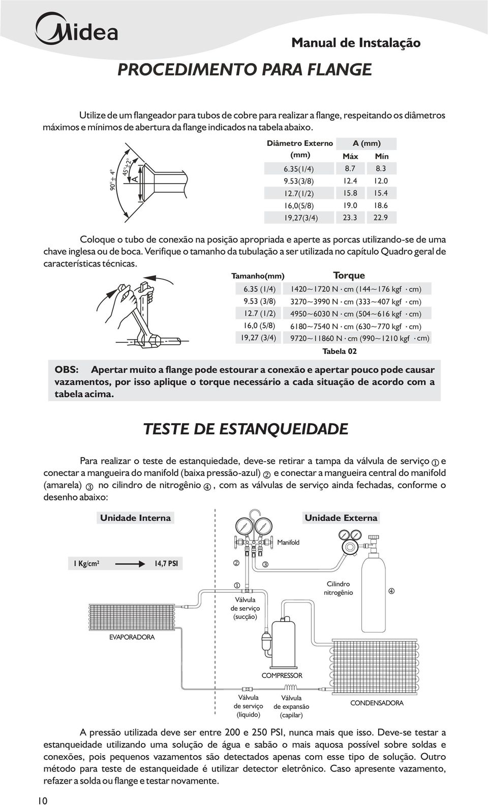 9 Coloque o tubo de conexão na posição apropriada e aperte as porcas utilizando-se de uma chave inglesa ou de boca.