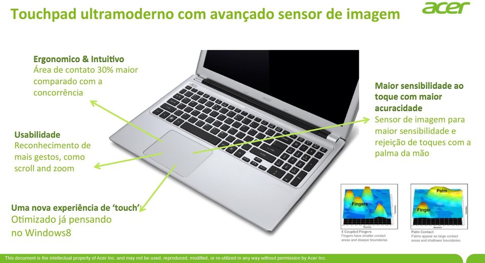 zoom Maior sensibilidade ao toque com maior acuracidade Sensor de imagem para maior