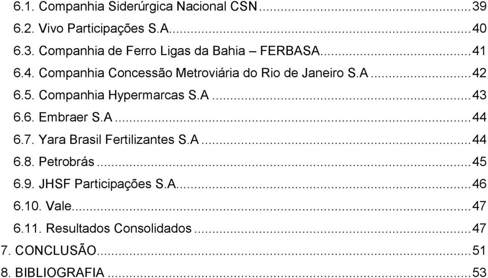 A... 44 6.7. Yara Brasil Fertilizantes S.A... 44 6.8. Petrobrás... 45 6.9. JHSF Participações S.A... 46 6.10.
