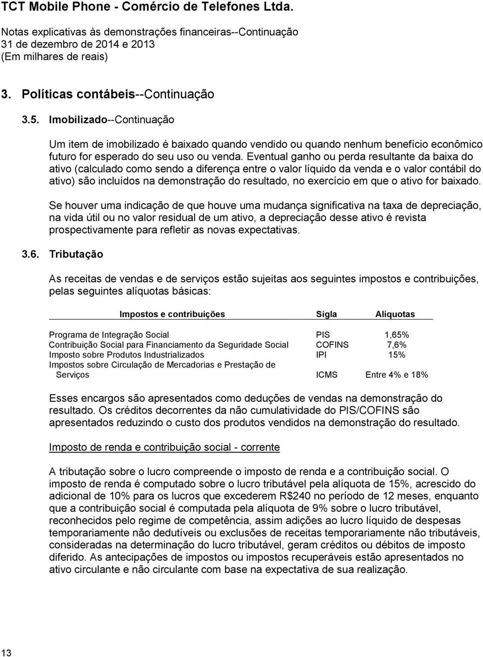 exercício em que o ativo for baixado.