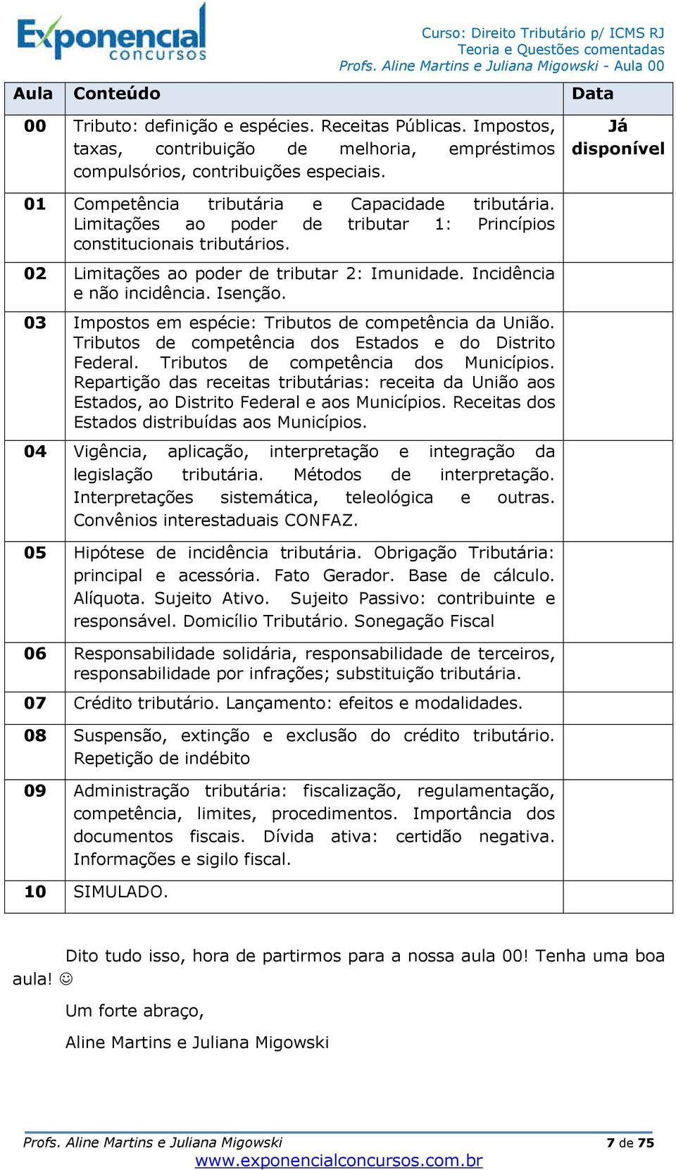 Limitações ao poder de tributar 1: Princípios constitucionais tributários. 02 Limitações ao poder de tributar 2: Imunidade. Incidência e não incidência. Isenção.