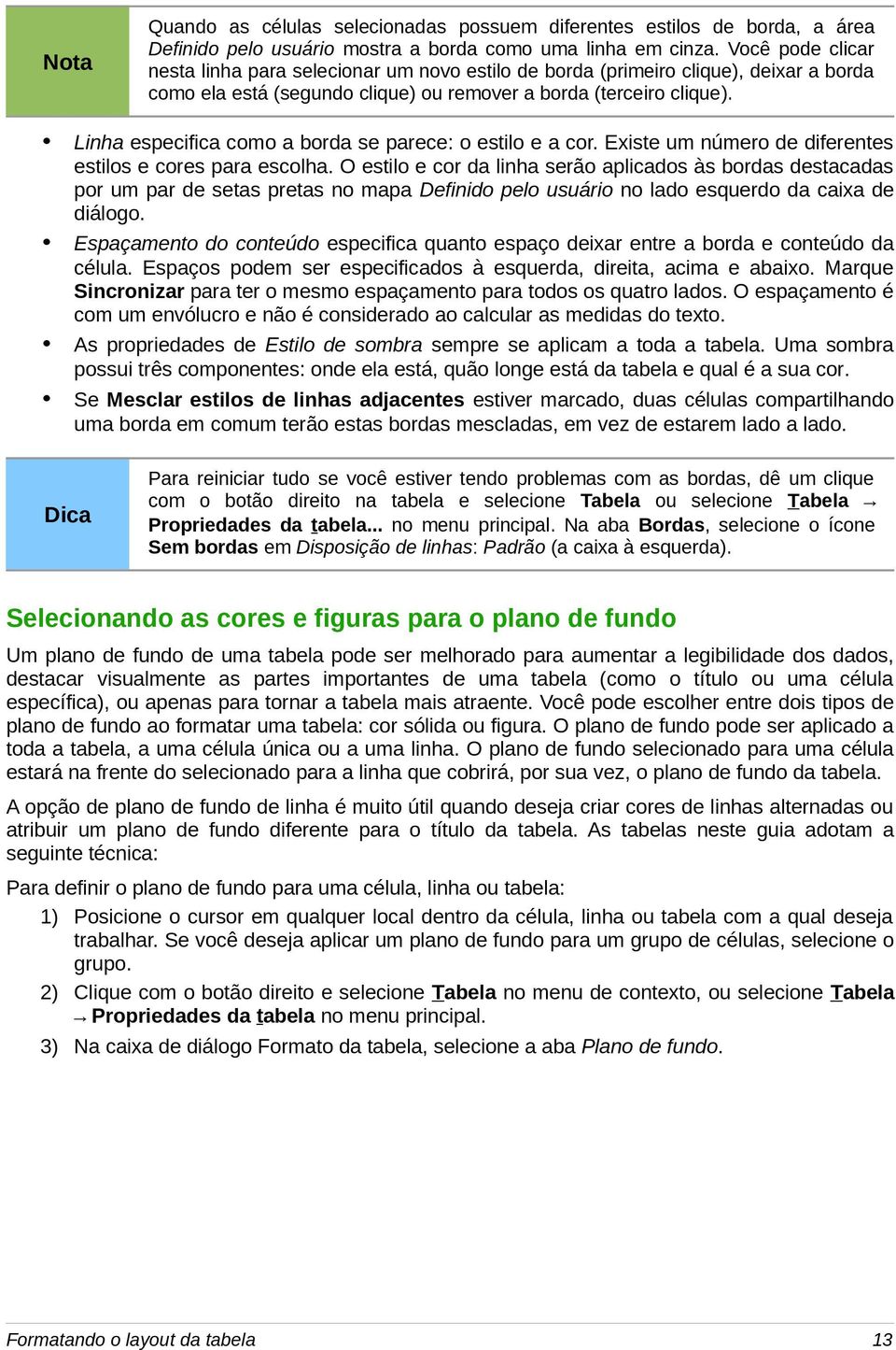 Linha especifica como a borda se parece: o estilo e a cor. Existe um número de diferentes estilos e cores para escolha.