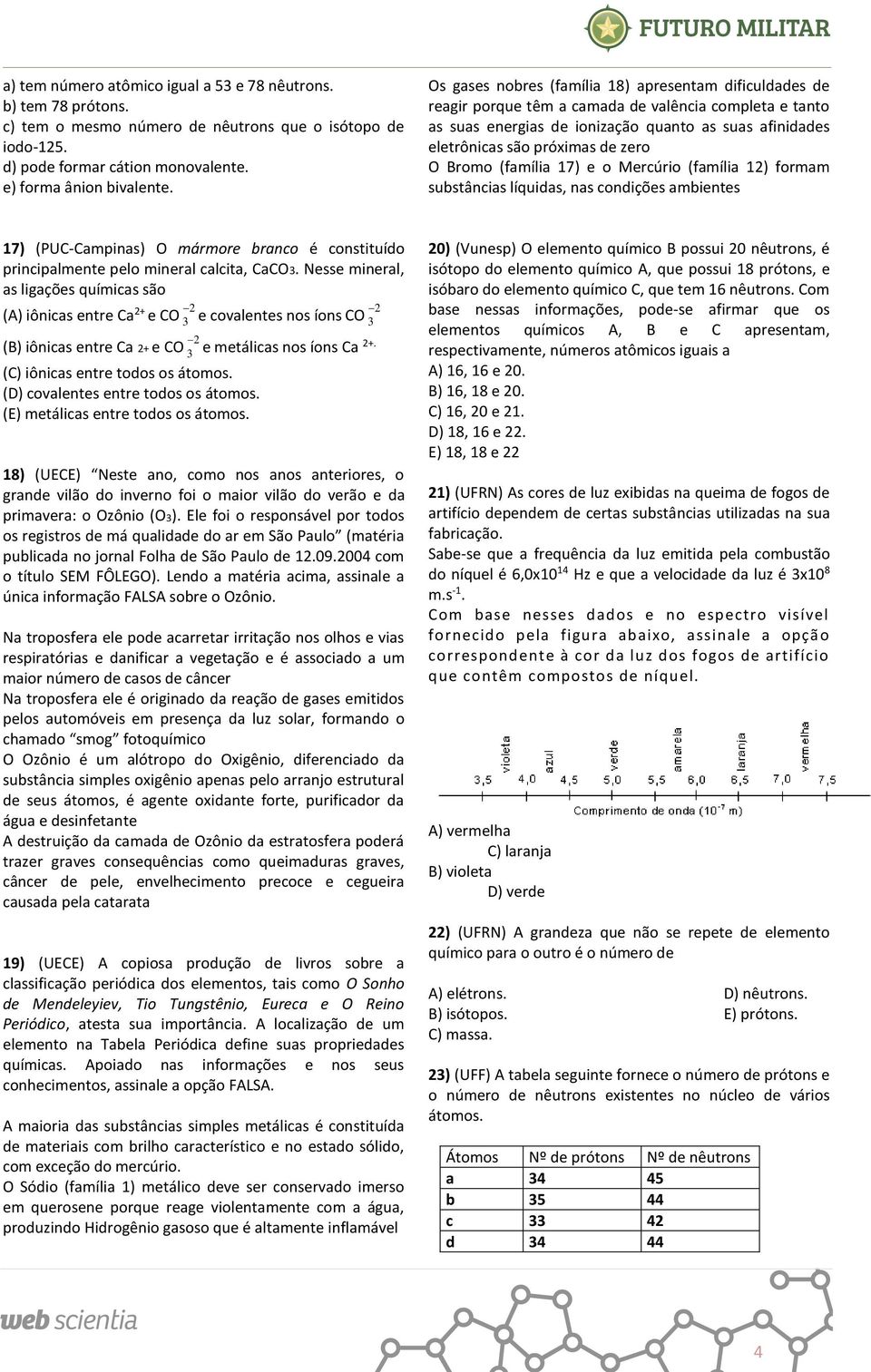 zero O Bromo (família 17) e o Mercúrio (família 12) formam substâncias líquidas, nas condições ambientes 17) (PUC-Campinas) O mármore branco é constituído principalmente pelo mineral calcita, CaCO.