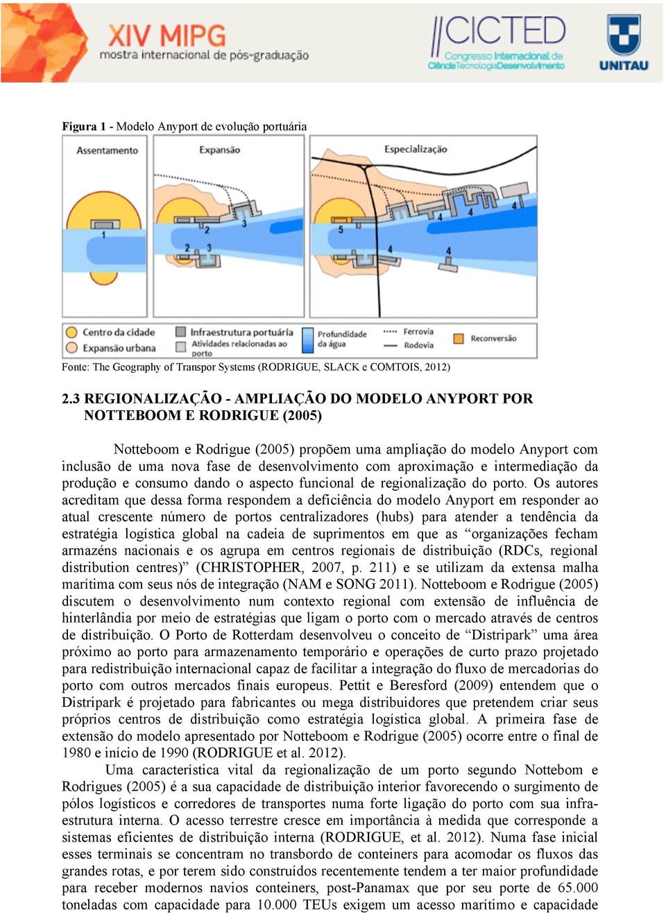 aproximação e intermediação da produção e consumo dando o aspecto funcional de regionalização do porto.