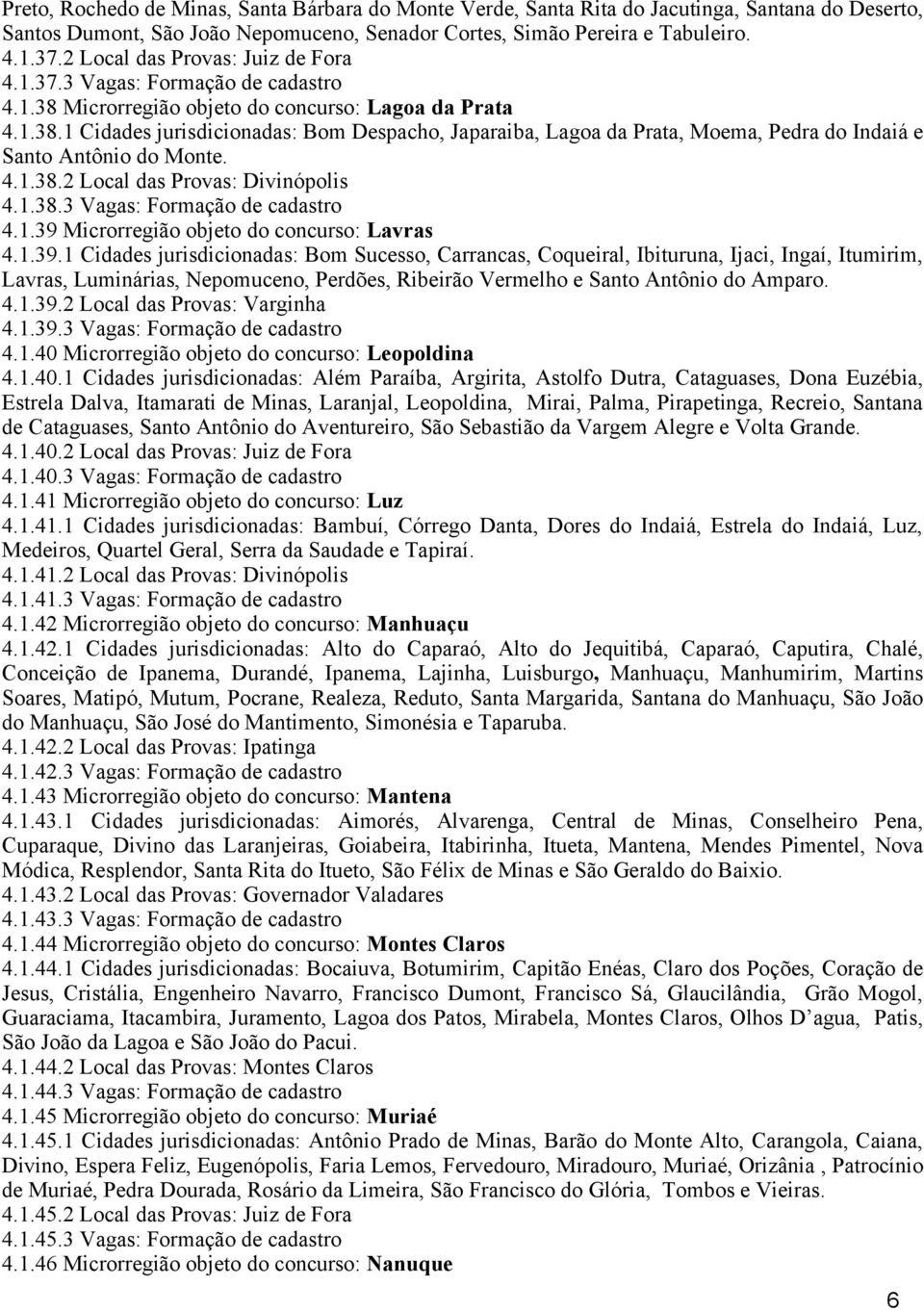 4.1.38.2 Local das Provas: Divinópolis 4.1.38.3 Vagas: Formação de cadastro 4.1.39 