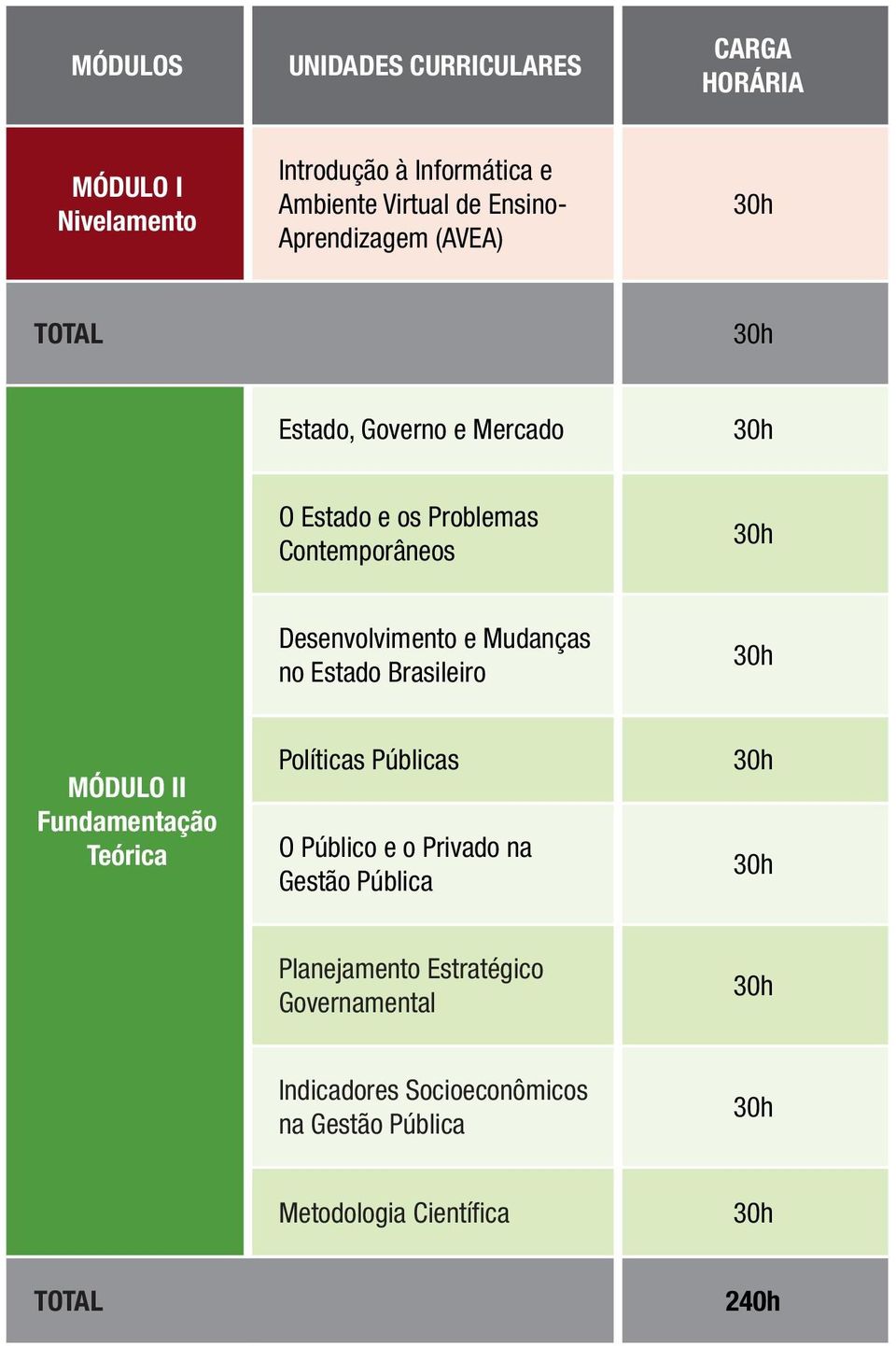 Mudanças no Estado Brasileiro 30h MÓDULO II Fundamentação Teórica Políticas Públicas O Público e o Privado na Gestão Pública