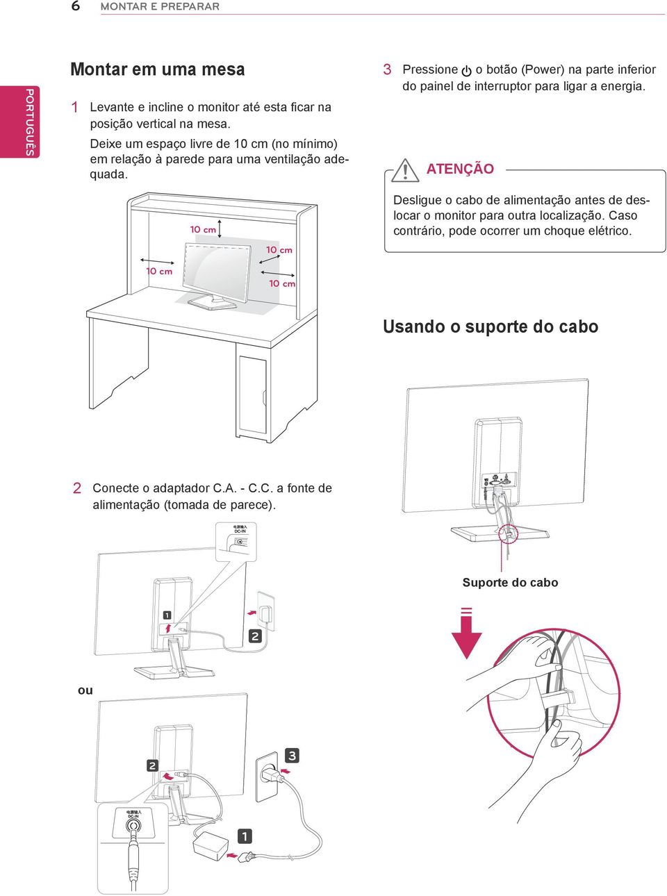 3 Pressione o botão (Power) na parte inferior do painel de interruptor para ligar a energia.